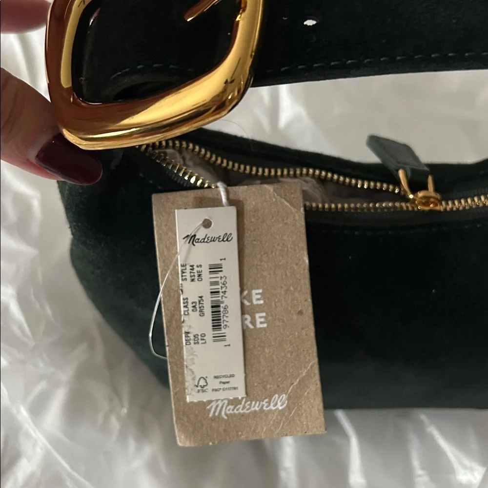 Madewell Suede Micro Buckle Hobo Bag -Luxury Forest color (NWT)